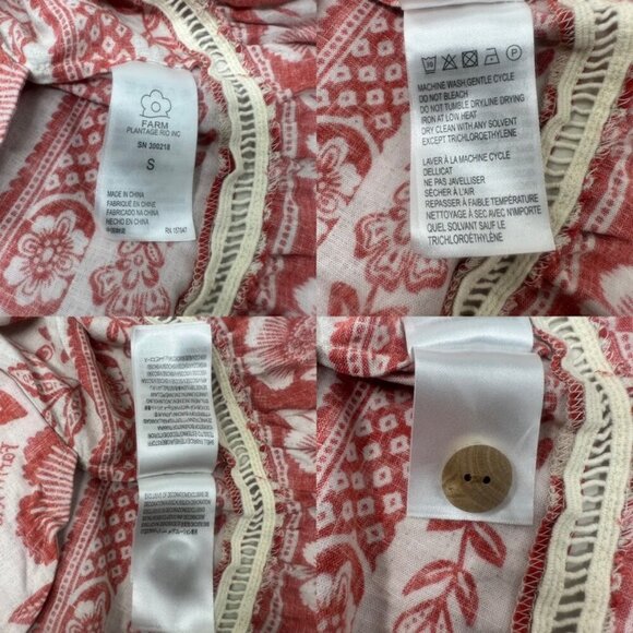 Farm Rio Mixed Pineapple Garden Off Shoulder Mini Dress S Pockets Puff Sleeves - Picture 13 of 16